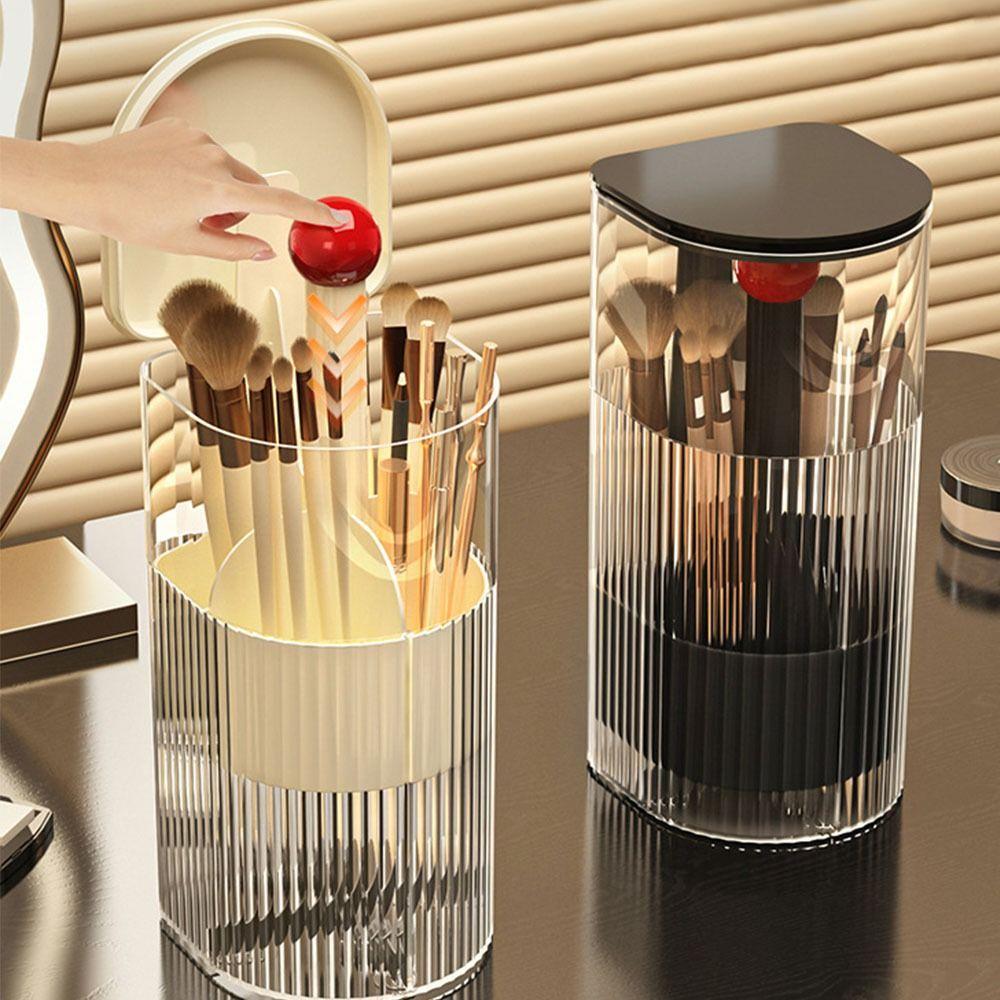 Transparent Automatic Lifting Makeup Brush Holder with Lid Makeup Brush Storage Tube for Brush