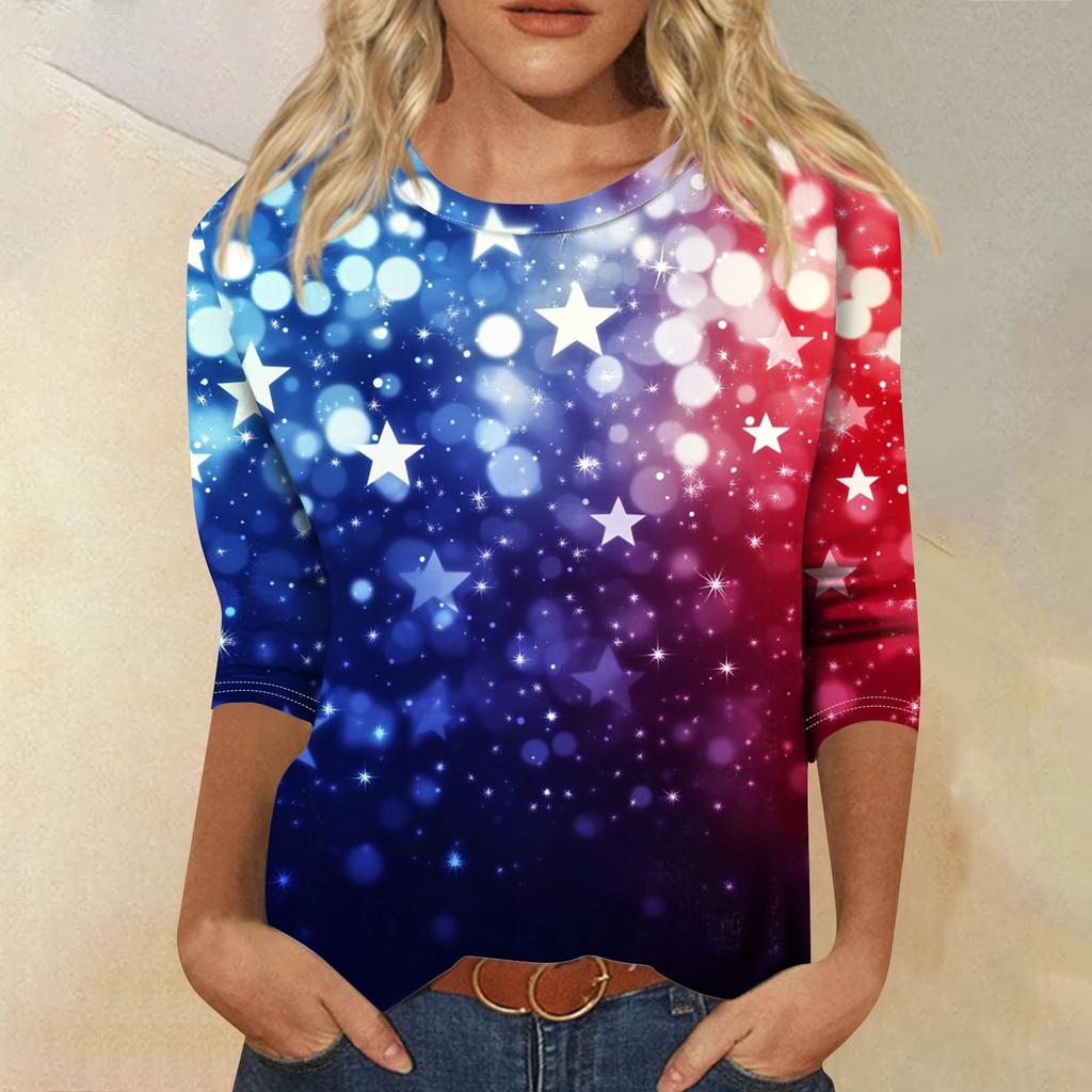 Женская футболка Повседневная футболка с принтом «День независимости», джемпер с круглым вырезом