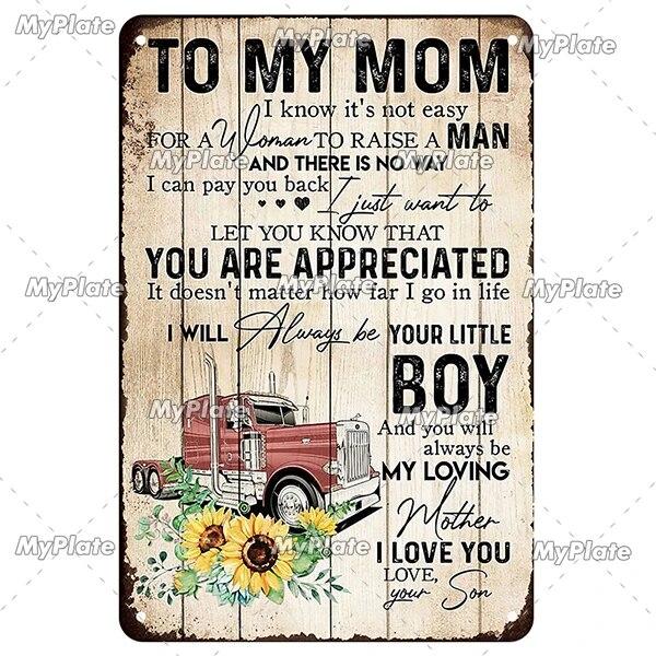 Vintage To My Mom Metal Sign Love Tin Sign Decoration Plaque Home Wall Decor Bar Sign Home Decor Poster Drop Shipping