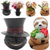 Succulent Planter Black Cat Plant Pot Best Gifts for Family Friends Sloth Plant Holder Xmas Gift for Indoor Outdoor