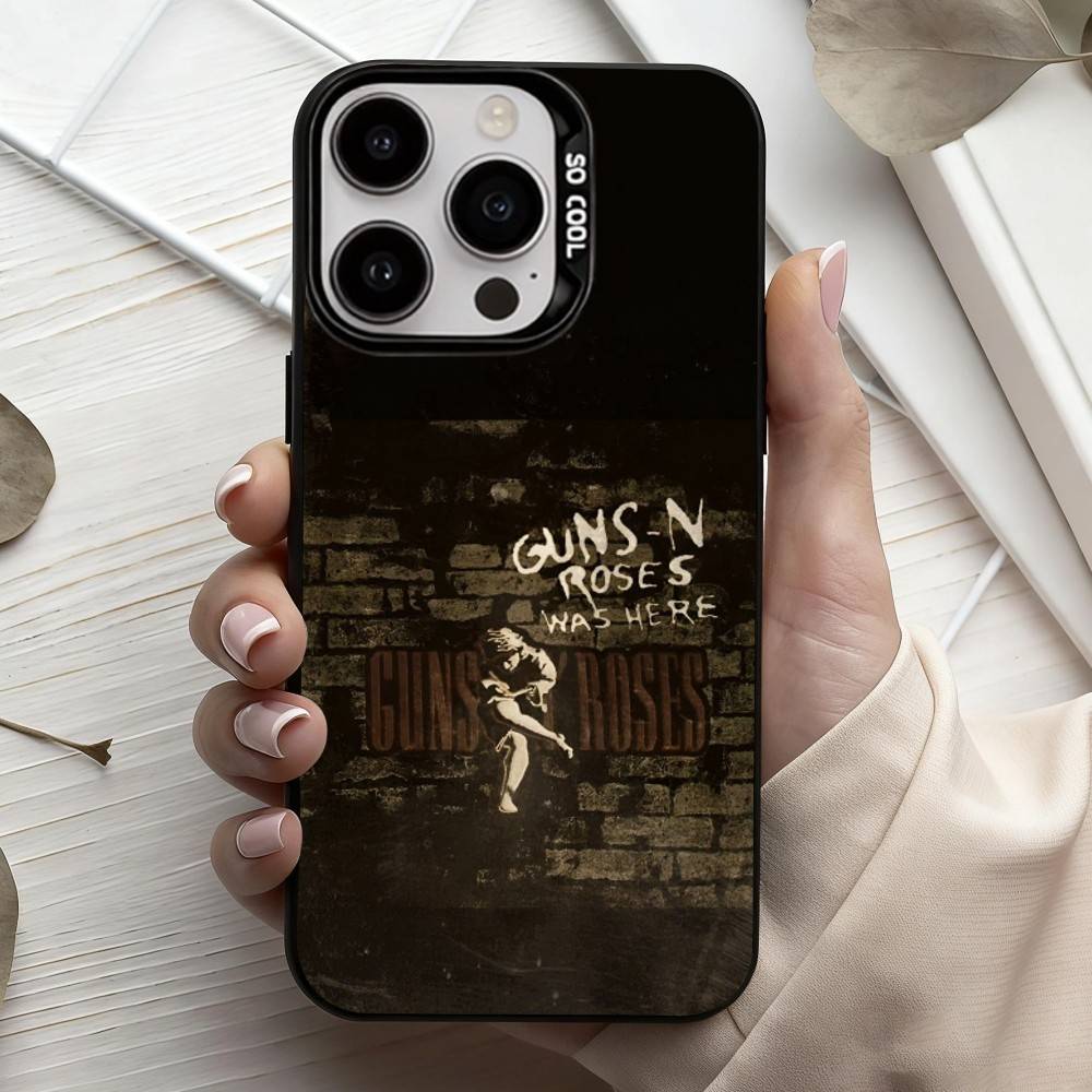 Band G-Guns-S N R-Roses Phone Case For iPhone17,16,15,14,13,12,11 Plus,Pro Max Candy Silver Plated Inside Cover