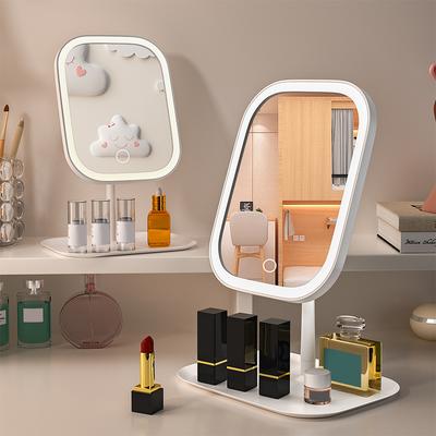Niche Современное настольное зеркало для макияжа с 3-цветной подсветкой, светодиодное зеркало для макияжа с сенсорным управлением, зеркало для макияжа для женской спальни