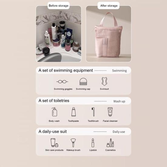 Сумка для душа, пляжная, туалетная сумка, застежка-молния, большая емкость, однотонная, полая