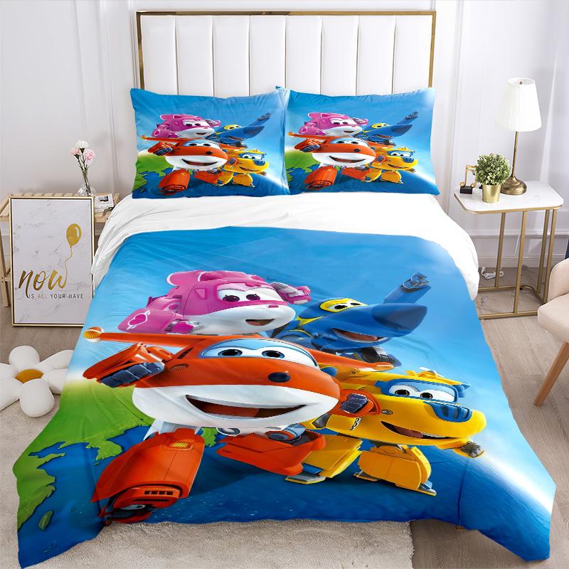 Super Wings Adventure Print 3Pcs Bedding Setduvet Cover With 2 Bedropillowcase Home Birthday Gift