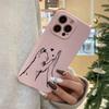 Розовый кот, хлопающий в ладоши, чехол для телефона, подходит для iPhone 17 16 15 14 13 12 11 Pro/Max/Plus, противоударный