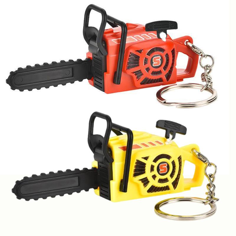4pcs Funny Plastic Simulated Sounding Chainsaw Keychain Creative Repair Tool Saw Doll Bag Pendant Hanging Keyring for Women Men
