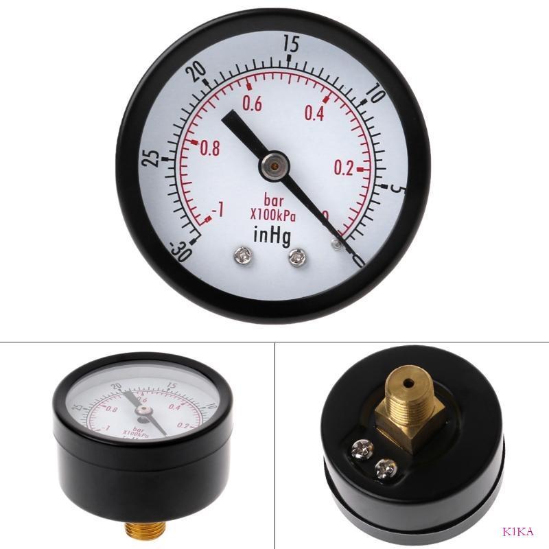 K1KA Vacuum Manometer Pressure Gauge 1/4" BSPT Thread Sturdy for Case 0~-30inHg 0~-1b