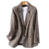 Women's Fashion British Style Loose Casual Plaid Small Suit Jacket