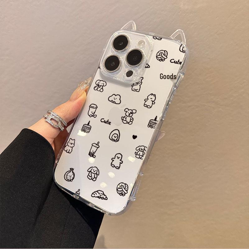 Чехол для телефона 'Маленький кролик Вест Хайленд' с прозрачными кошачьими ушками, совместимый с Apple 13/14/15/17 Pro Max