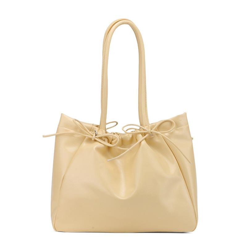 Simple Pu Bowknot Drawstring Bag For Daily Use