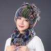 Women Winter Russian Rex Rabbit Fur Hat Thicken Warm Earmuff Scarf Collar Set
