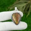 Natural Unakite Gemstone Indian Jewelry 925 Sterling Silver Pendant For Girls