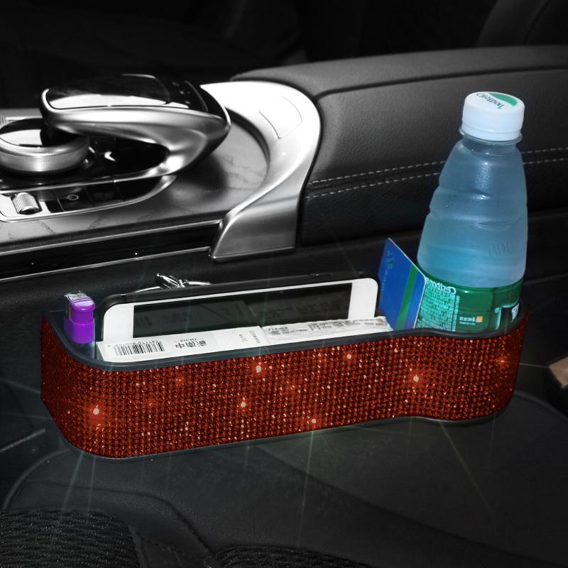 Роскошный бриллиантовый автомобильный ящик для хранения в щели Зарядное устройство Карман-щель для сиденья Органайзер для сиденья Держатель для карт, телефона, бутылок, стаканов Автомобильные аксессуары