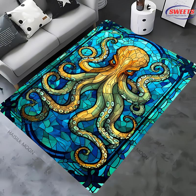 Octopus Theme Printed Rug for Living Room Large Area Decorate Carpet Non-slip Sofa Mat Modern Home Fashion Floor Mats