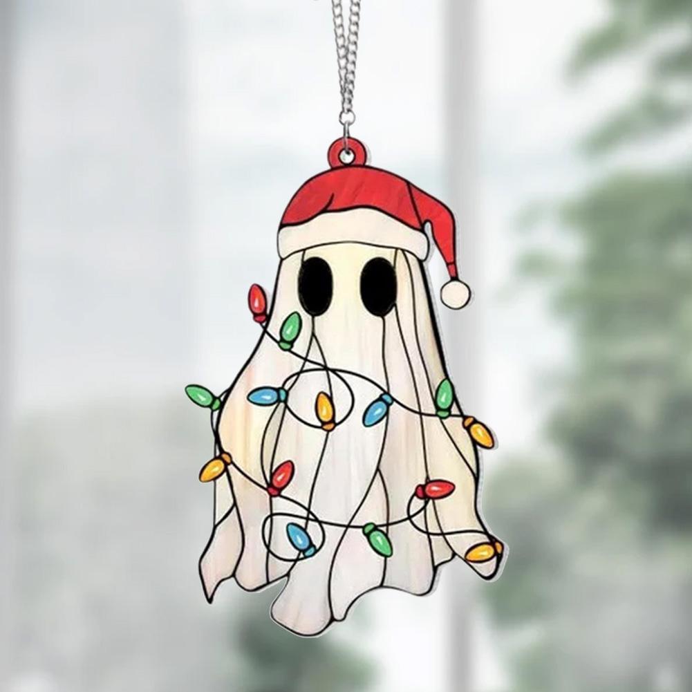 Ghost Sun Catcher Acrylic 2D Flat Halloween Tree Ornaments Cute Ghost Suncatcher for Window Decor Indoor Outdoor Holiday Crafts