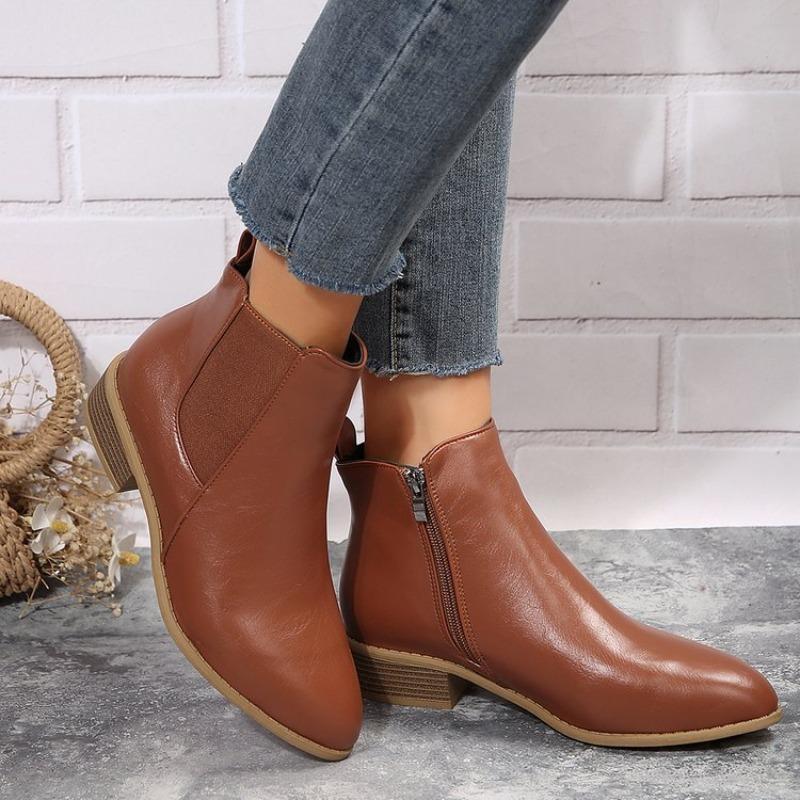 Large Size Chelsea Boots Women's Autumn and Winter New Side Zipper Casual Short Boots TEUM Platform Short Boots