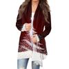 Women's Fashion Christmas Print Jacket Long Sleeve Casual Cardigan Coat