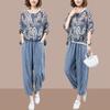 Casual Sports Suit Women's Summer Loose Plus Size Women's Blouse T-shirt and Jeans