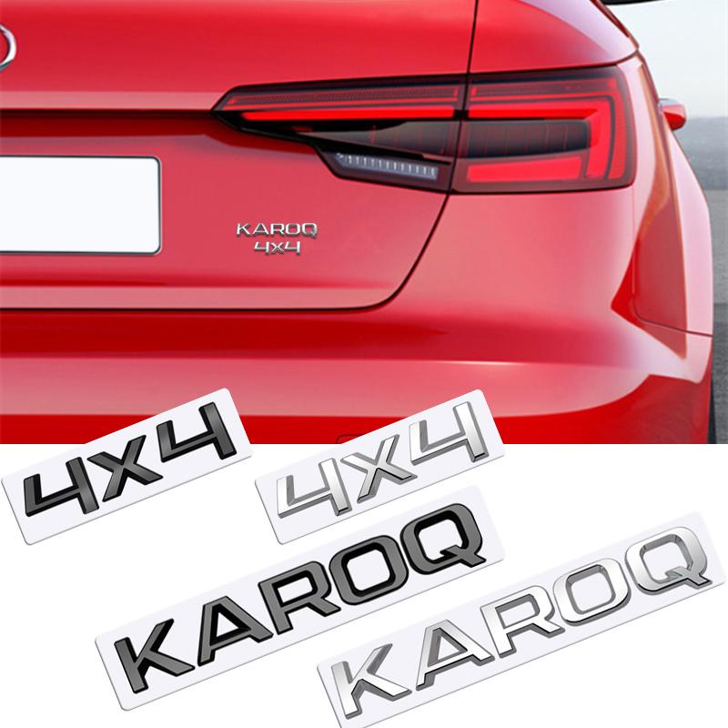 ABCDGI1 MetaL 3D Badge Logo Car Rear Trunk Body Sticker Letter Emblem For Skoda Karoq 4X4 Accessories Glossy Black Matte black