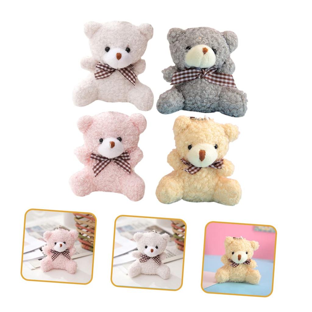 STOBOK Bear Keychain Cute Plush Bag Charm Mini Animal Pendant Hanging Decoration Accessory 12-Piece 3.1-Inch