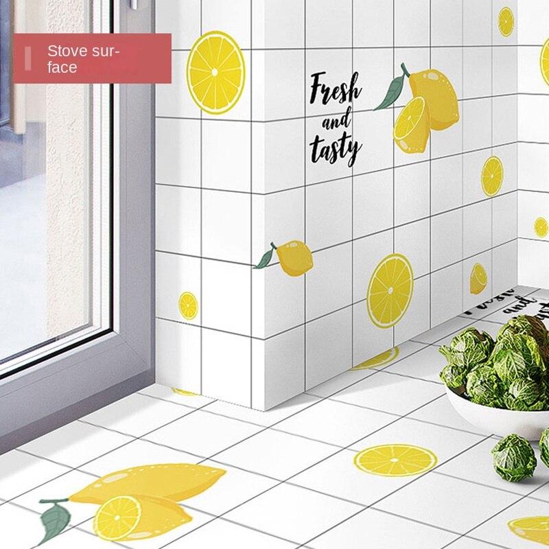 Свежий лимонный узор, утолщенные самоклеящиеся обои, ремонт, внутренняя кухня, ПВХ, водонепроницаемая, маслостойкая наклейка