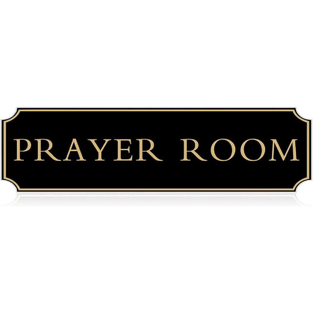 Prayer Room Sign Gold 12.5 * 4.5 inch,Thick Acrylic Self-Adhesive,Easy To tall and Highly Visible for Room House,Office and Business