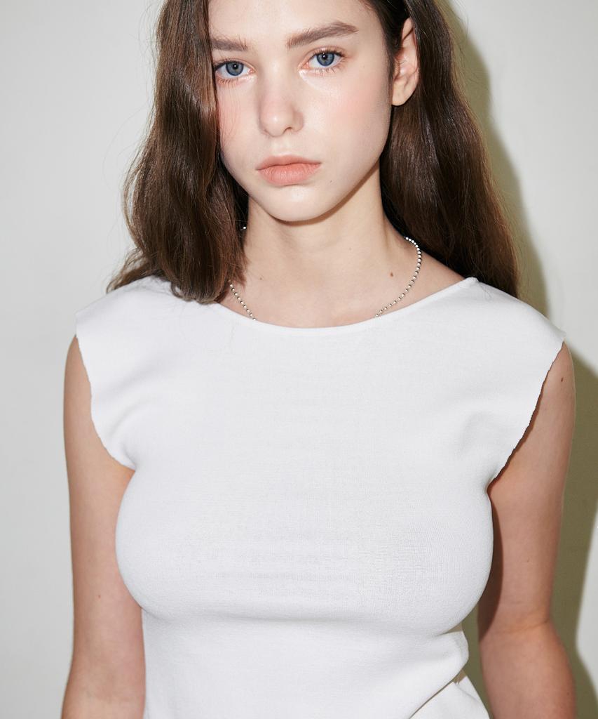 SLLOW GARMENTS Синий вязаный топ с открытой спиной и лентами