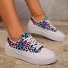 Женские повседневные летние туфли на плоской подошве с леопардовым принтом на шнуровке 2024 года для прогулок на открытом воздухе, удобные женские туфли-одиночки