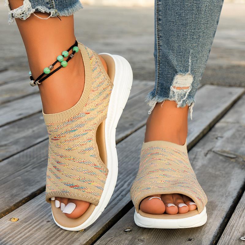 Весенняя и летняя обувь больших размеров, сандалии с толстой подошвой и рукавами для отдыха, женская обувь на низком каблуке