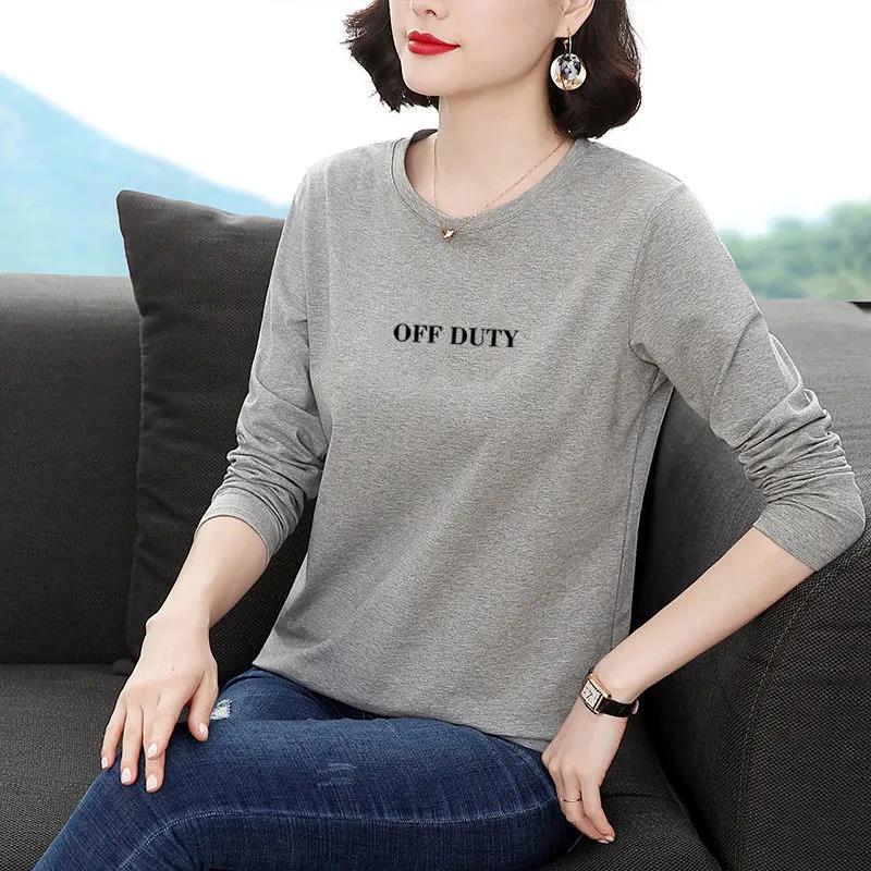 Летняя рубашка с длинным рукавом, рубашка с буквенным принтом, повседневный свободный пуловер, женская бутиковая хлопковая футболка