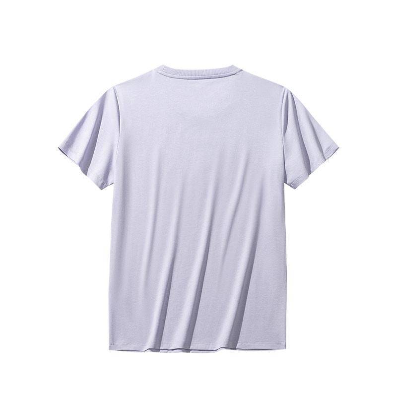 Anta Удобная Повседневная Простая Универсальная Футболка-Пуловер с Круглым Вырезом и Коротким Рукавом Женские Футболки Morning-Mist-Purple 962528115-3