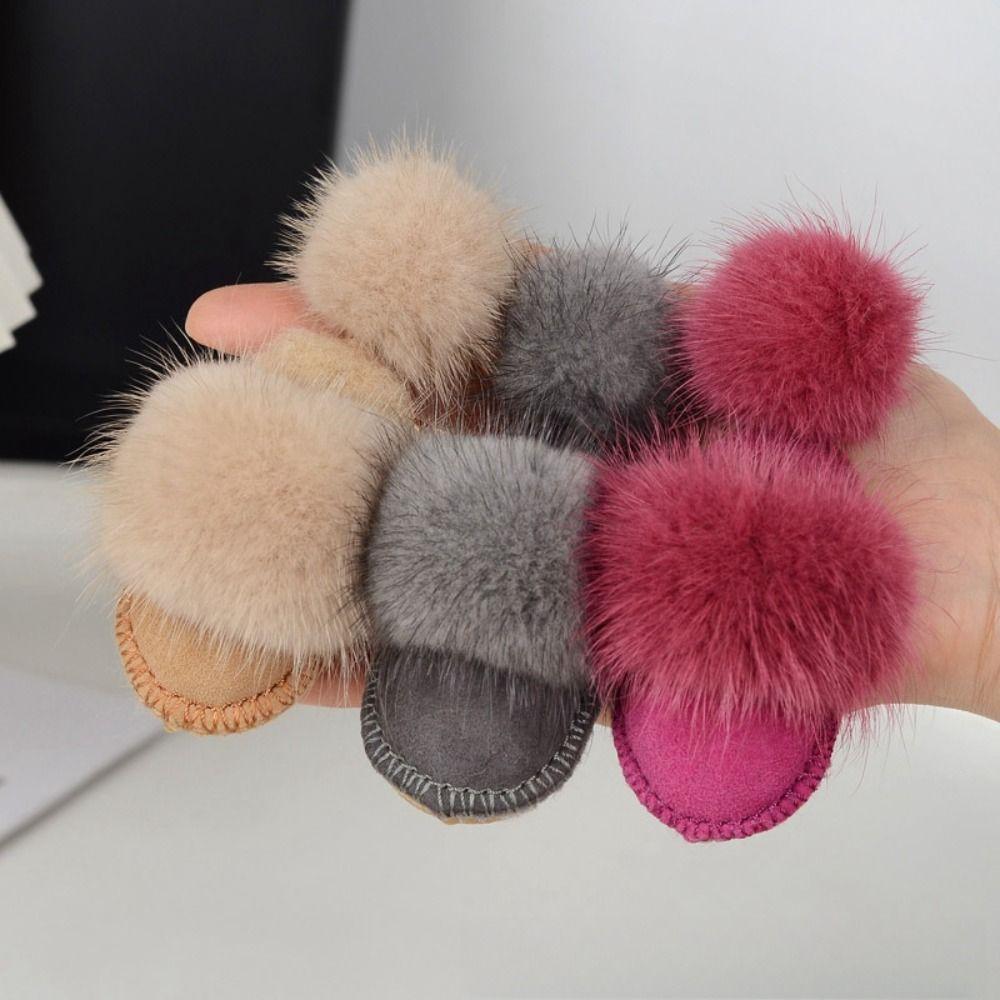 Брелок в форме туфель из меха норки, пушистый плюшевый кулон, изысканные мини-тапочки, кулон, украшение для ключей