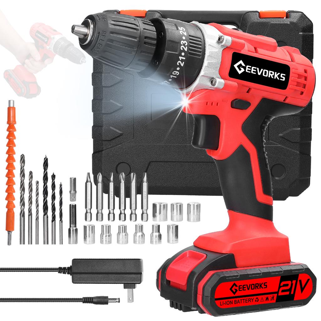 Household 3in1 Multifuctional Electric Drill Handheld Lithium Screwdriver 21V Impact Drill Brushed