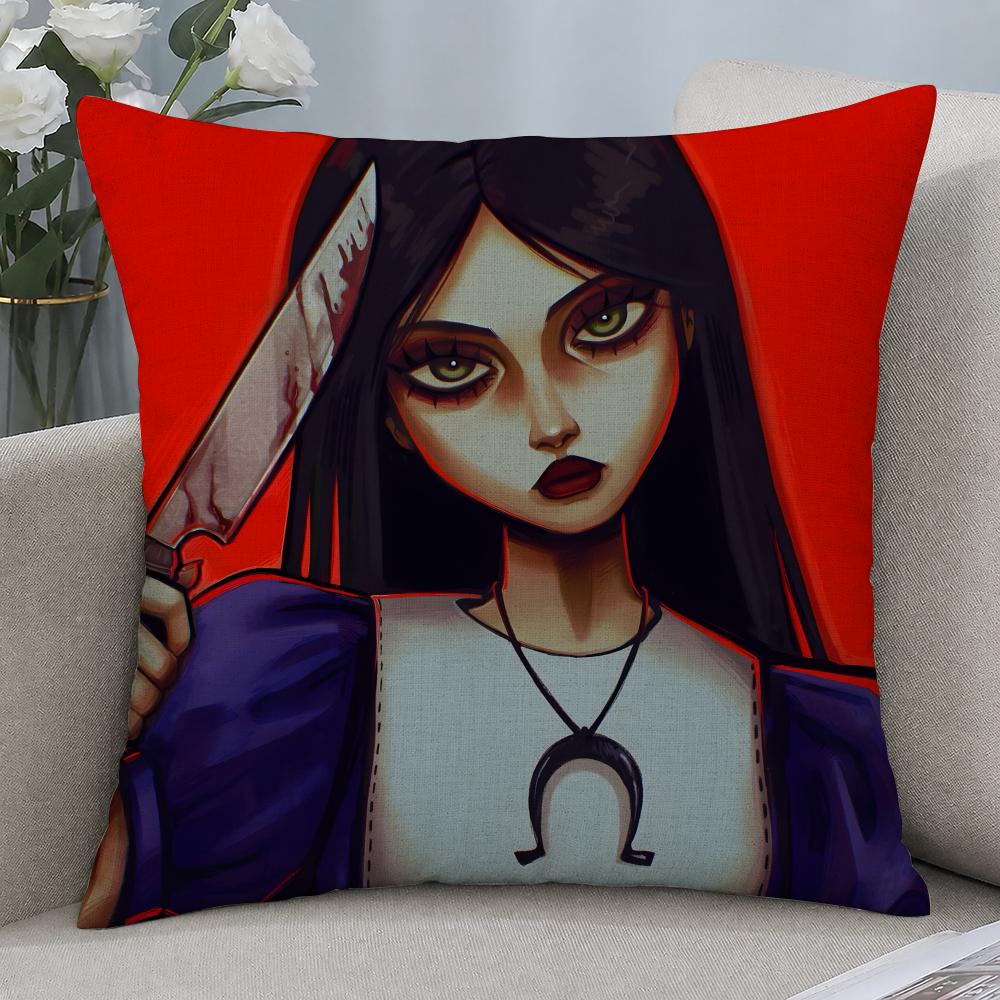 Игровые Подушки Alice Madness Returns Чехлы для Подушек Натуральный Лен Дышащие Декор Дивана Спальни Наволочка