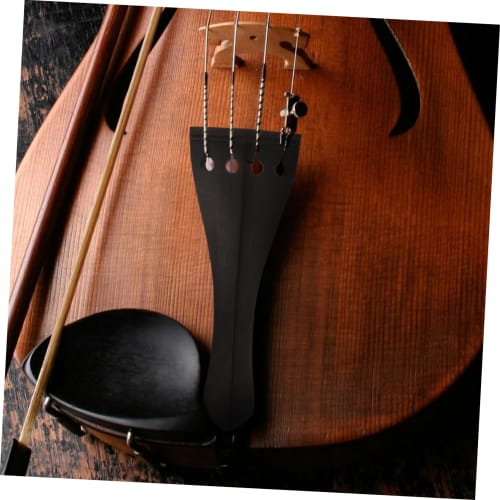 Toyvian Stained Ebony Violin Tailpiece, 4-Hole Replacement Violin Tailpiece, Replacement Violin Part