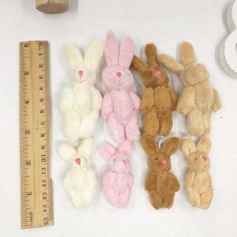5pcs 4.5cm 6cm 5-color Soft Mini Joint Rabbit Pendant Plush Bunny For Keychain Bouquet Toy Doll DIY Ornaments Gifts