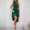 Новое элегантное плиссированное платье-миди с асимметричным кроем, однотонное, с открытым плечом