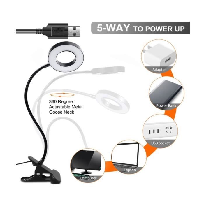 Clip Lamp - USB - 48 LEDs - 3 Colors - Eye Protection