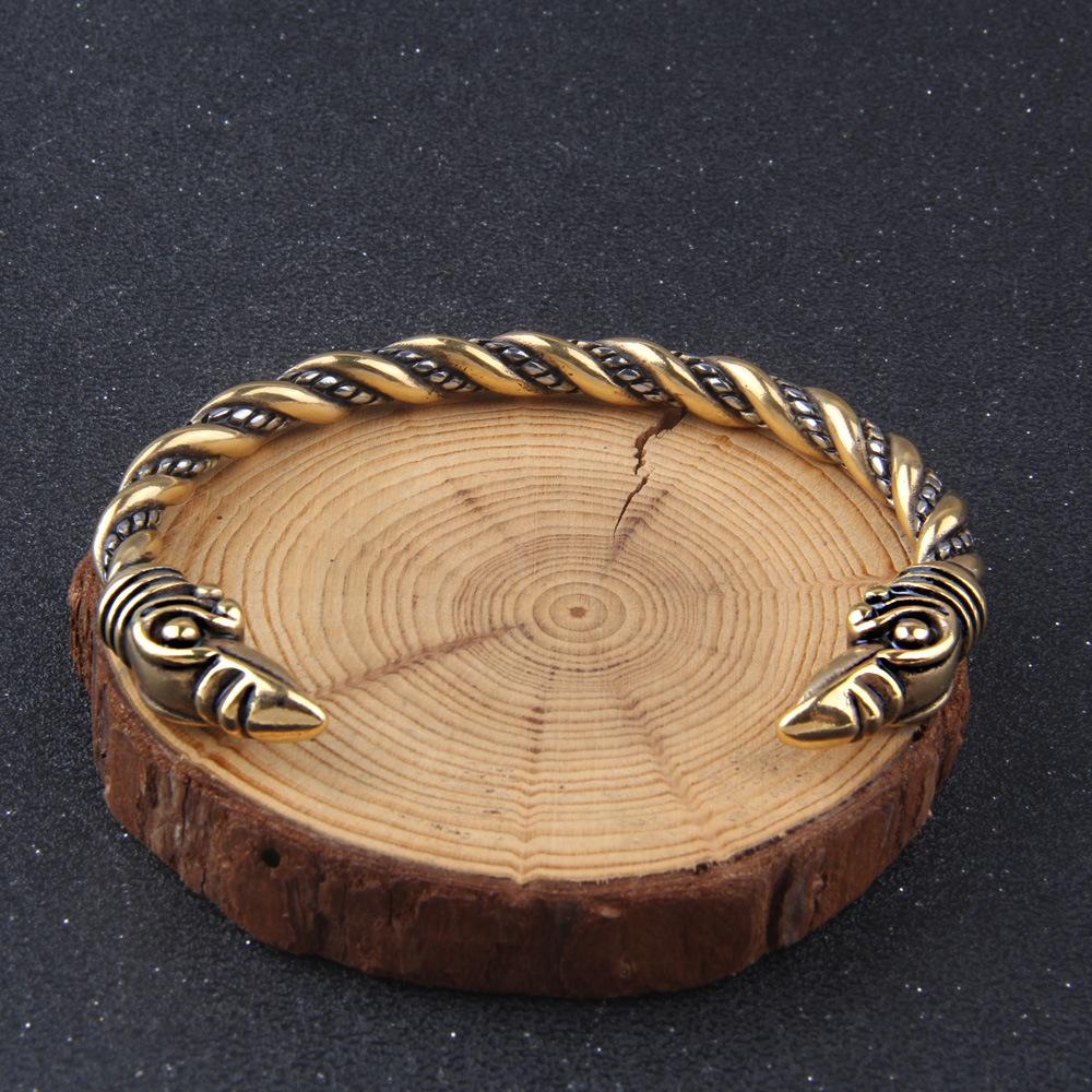 Браслет викингов с драконом, манжетой из нержавеющей стали, деревянной подарочной коробкой, 18 см, скандинавский корабль, змея Уроборос, серебряный грызущий хвост, кобра майя