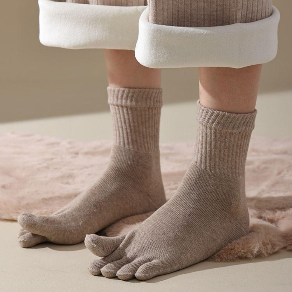 Мягкие носки для пола, женские носки с 5 пальцами, новые махровые носки