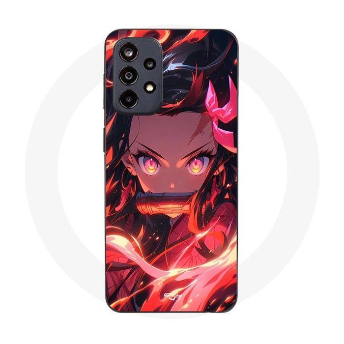 Coque de téléphone - MANIACASE - Samsung Galaxy A53 5G - Silicone - Noir - Demon Slayer Nezuko Kamado