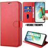 Protective Case - PROSHOP - for Samsung S22 - Red - Leather Effect - Shockproof - with 2 Tempered Glasses