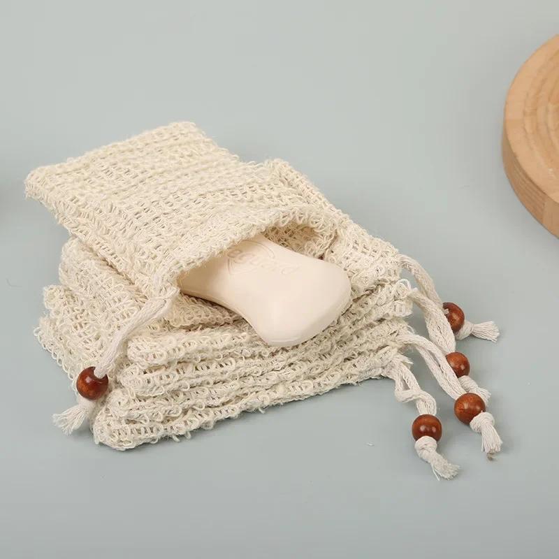 Cotton Linen Soap Storage Bag Bubble Net Hanging Bundle Pocket Facial Cleanser Foaming Net Organizer Home Bathroom Supplies