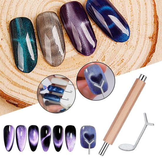 Двухголовочный магнитный стержень Y-образной формы из железной проволоки, набор маникюрных инструментов, простой в использовании, портативный, прочный деревянный цилиндрический магнитный стержень