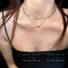 Холодный ветер серебряное двухслойное ожерелье с подвеской в виде сердца женское дизайн легкой роскоши многослойная цепочка на ключицу Spice girl с украшениями