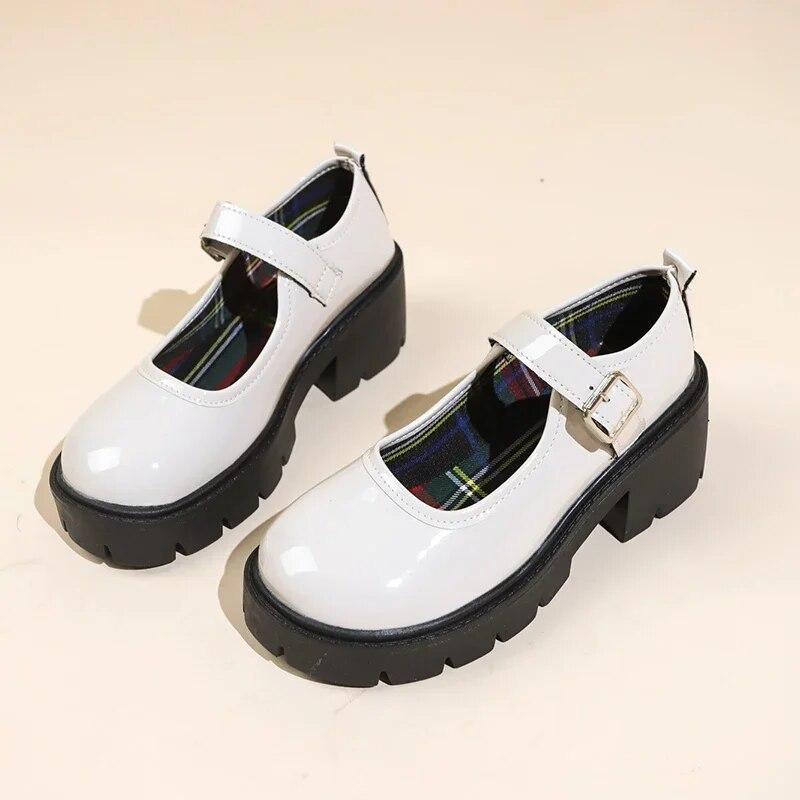Классическая женская обувь Мэри Джейн, туфли-оксфорды на высоком каблуке с пряжкой и ремешком, женские туфли-оксфорды с круглым носком, однотонные туфли-лодочки на платформе, большие размеры, Zapatos