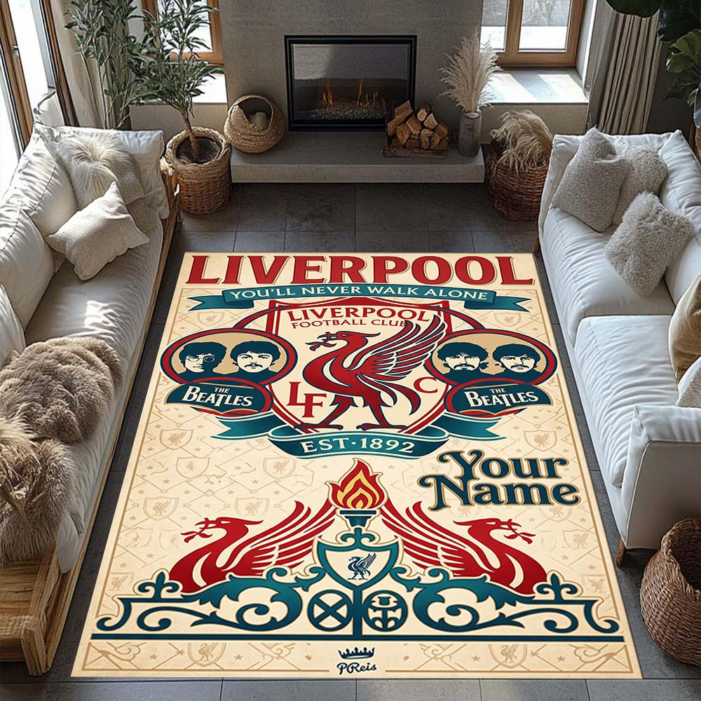 Liverpool Fc Customizable Name Floor Rug Office Rug Design For Playrooms Game Room Entryway Foyer Antislip Carpet Office Home Decor Spiritual Gift