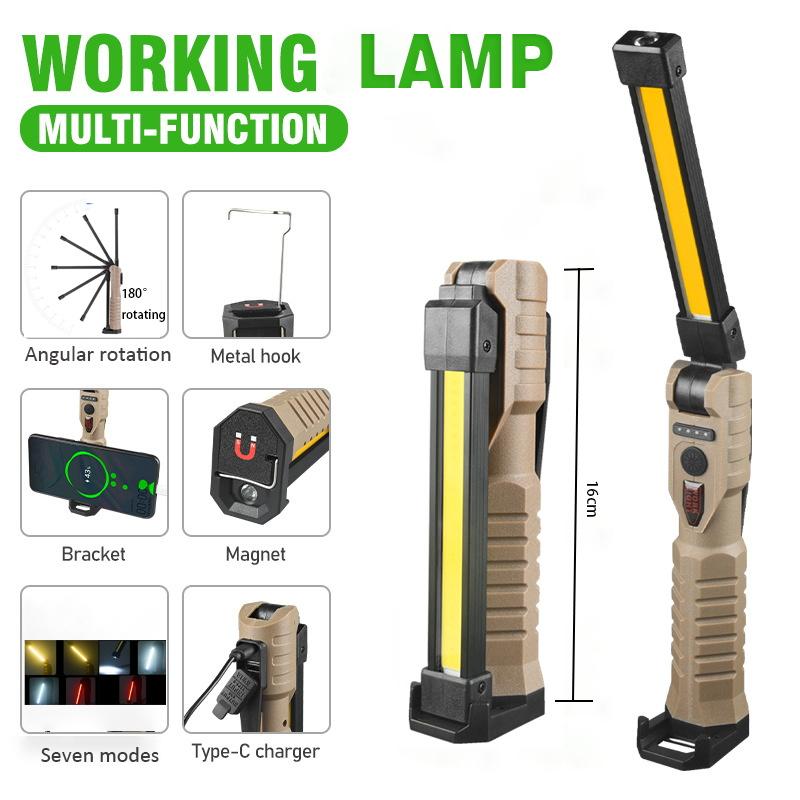 Portable LED Magnetic Work Light Rechargeable Underhood Work Lamp With Hooks Rotating Magnetic Base For Car Repairing Emergency