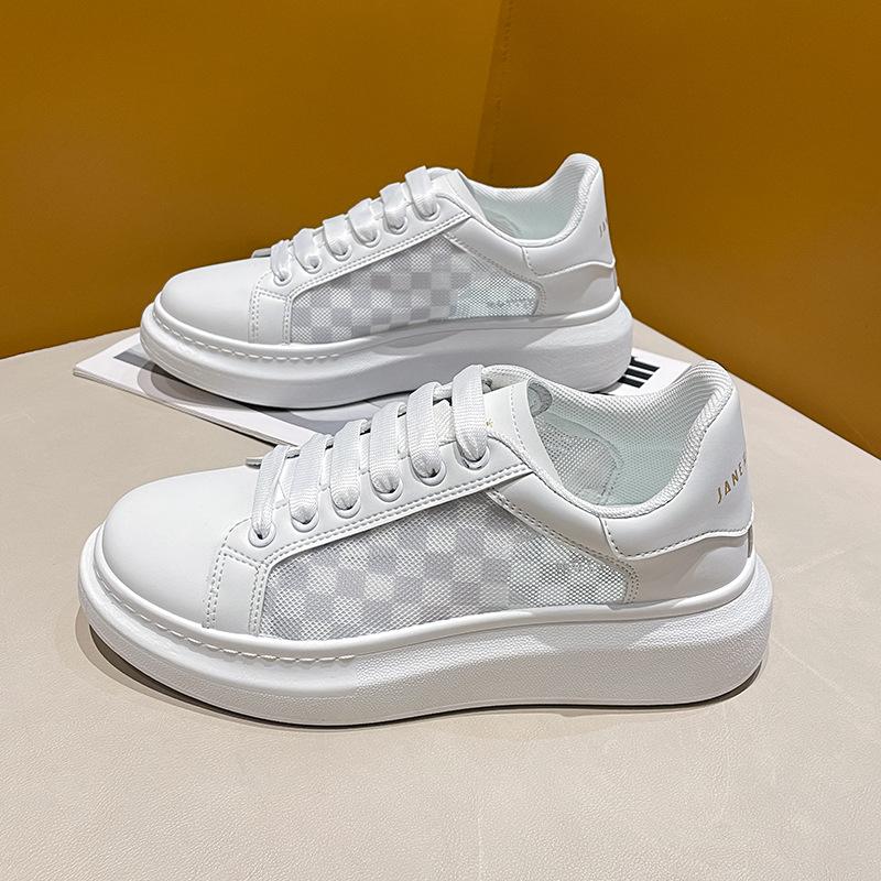 Thick-Soled Little White Shoes Women'S Versatile Summer Mesh Shoes Breathable Mesh Casual Board Shoes Mesh Yarn Sports Shoes
