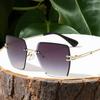 Non-polarized Fashion Rimless Gradient Sunglasses Women Frameless Square Gradient Color Sun Glasses